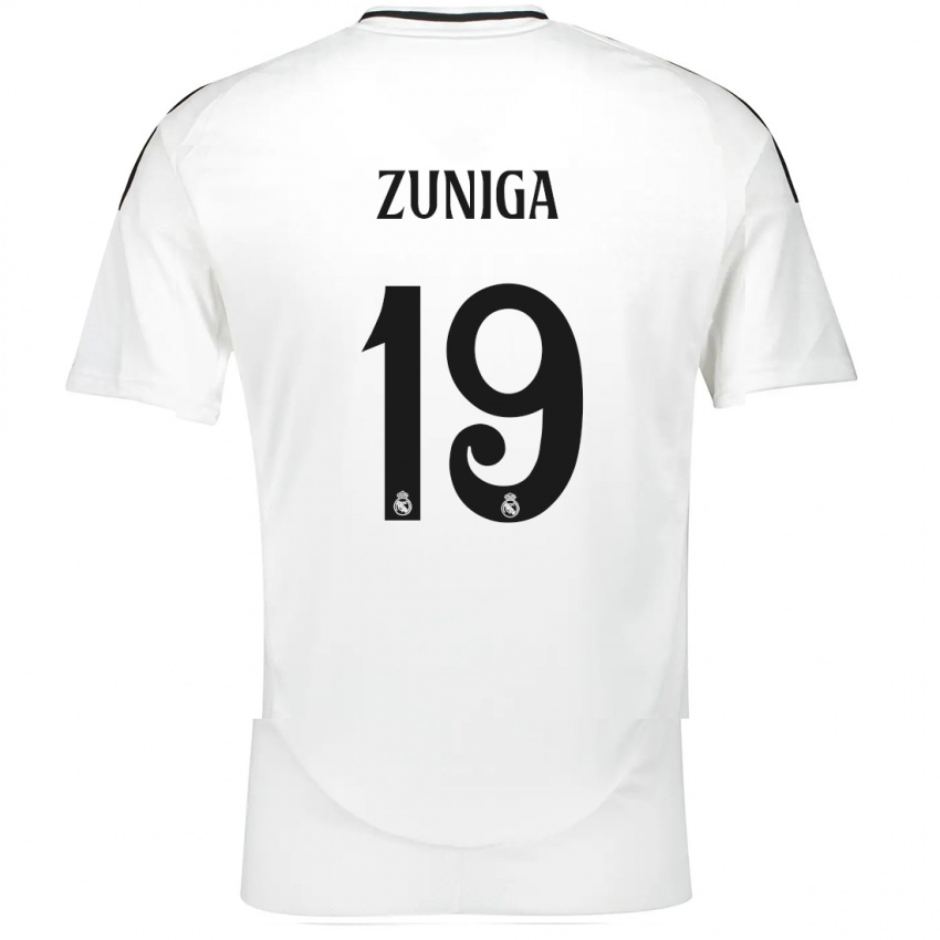 Niño Camiseta Loren Zúñiga #19 Blanco 1ª Equipación 2024/25 La Camisa