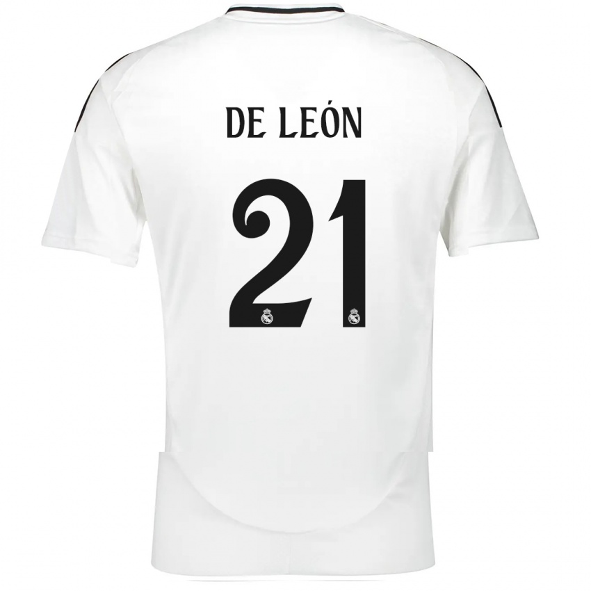 Niño Camiseta Jeremy De León #21 Blanco 1ª Equipación 2024/25 La Camisa