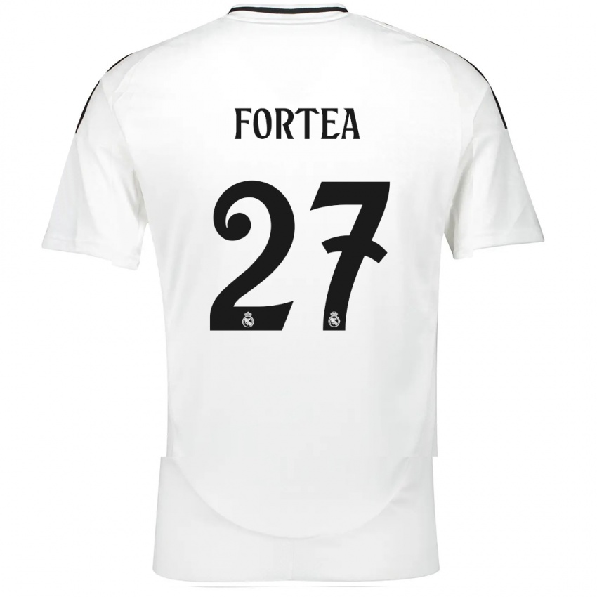 Niño Camiseta Jesús Fortea #27 Blanco 1ª Equipación 2024/25 La Camisa