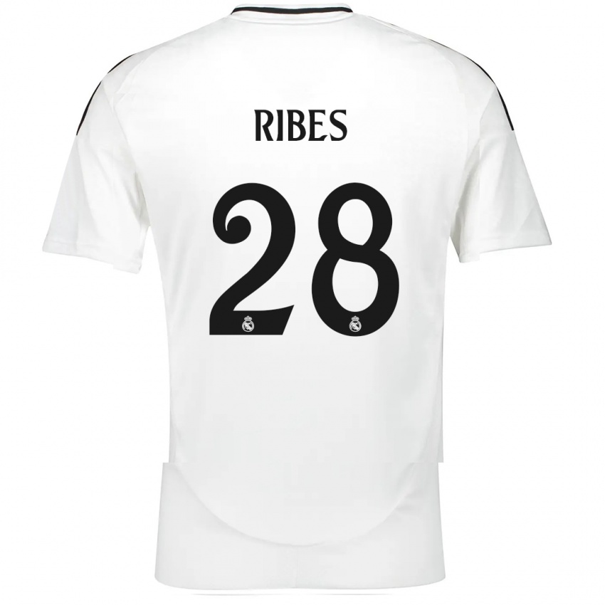 Niño Camiseta Kike Ribes #28 Blanco 1ª Equipación 2024/25 La Camisa