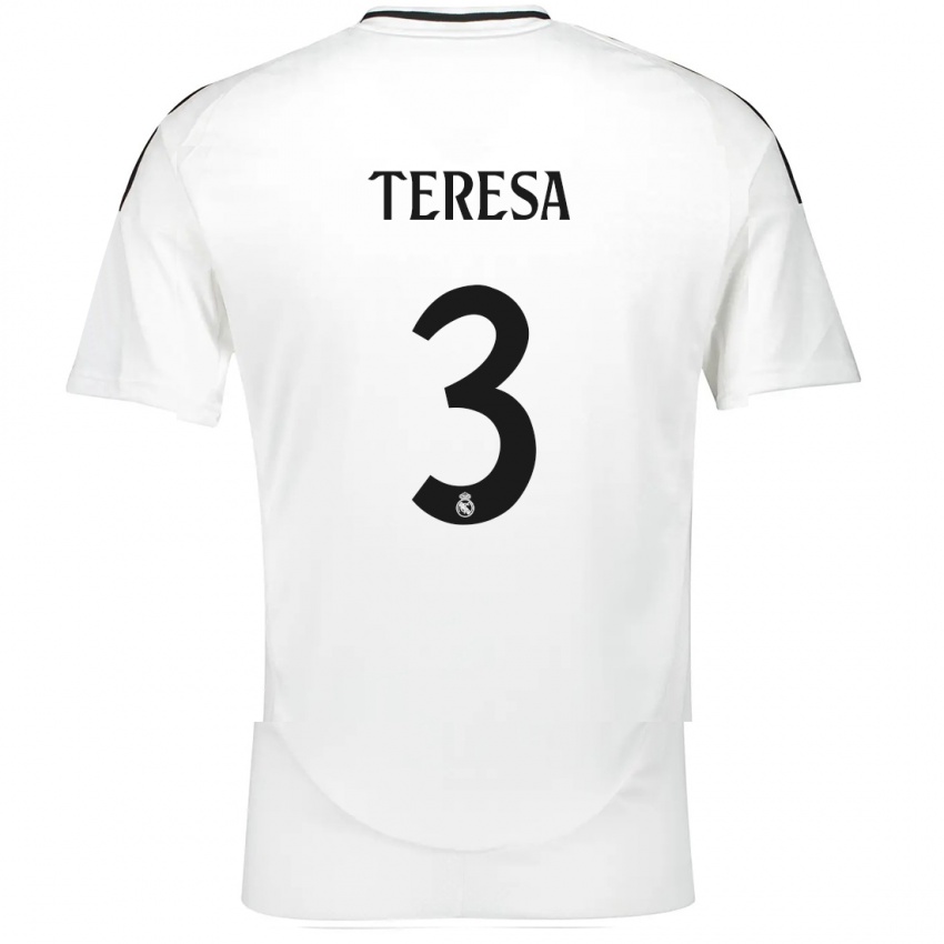 Niño Camiseta Teresa Abelleira #3 Blanco 1ª Equipación 2024/25 La Camisa