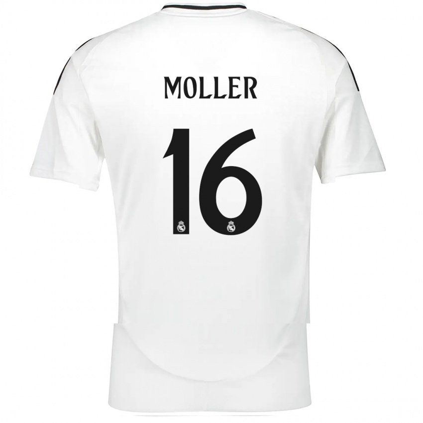 Niño Camiseta Caroline Moller #16 Blanco 1ª Equipación 2024/25 La Camisa