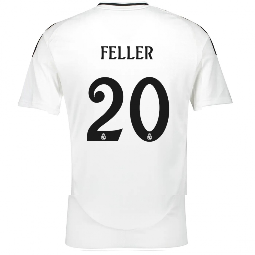 Niño Camiseta Naomie Feller #20 Blanco 1ª Equipación 2024/25 La Camisa