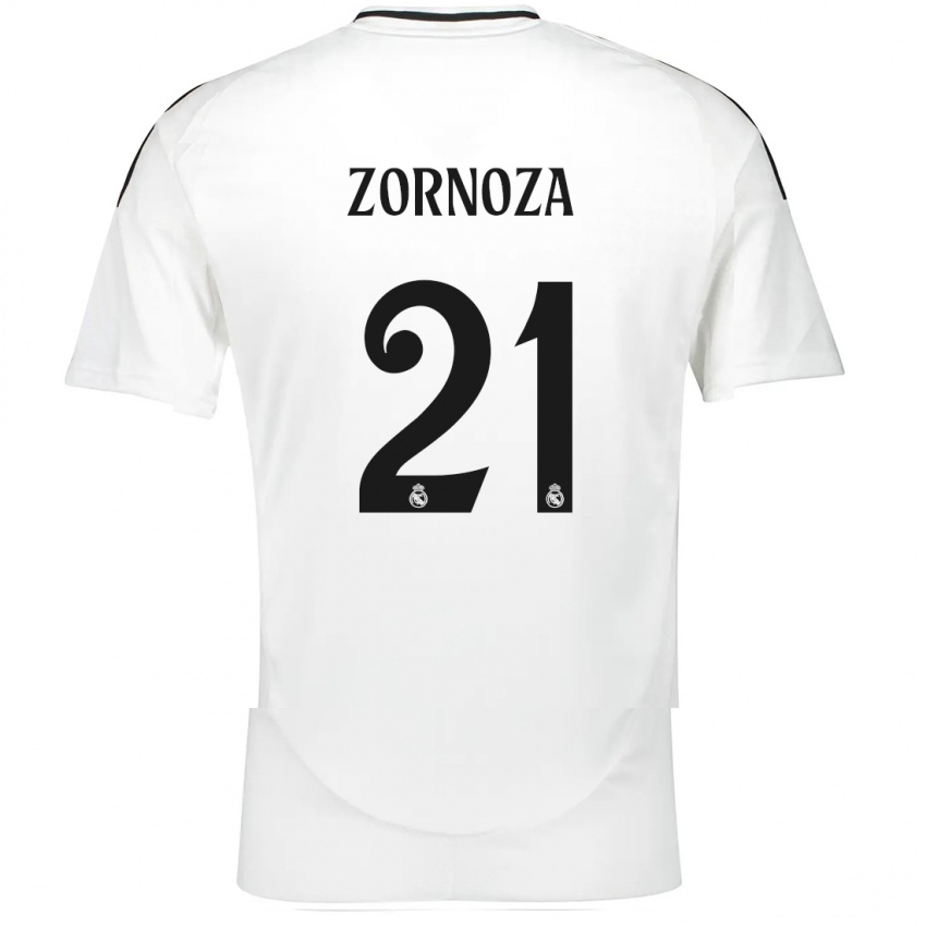 Niño Camiseta Claudia Zornoza #21 Blanco 1ª Equipación 2024/25 La Camisa