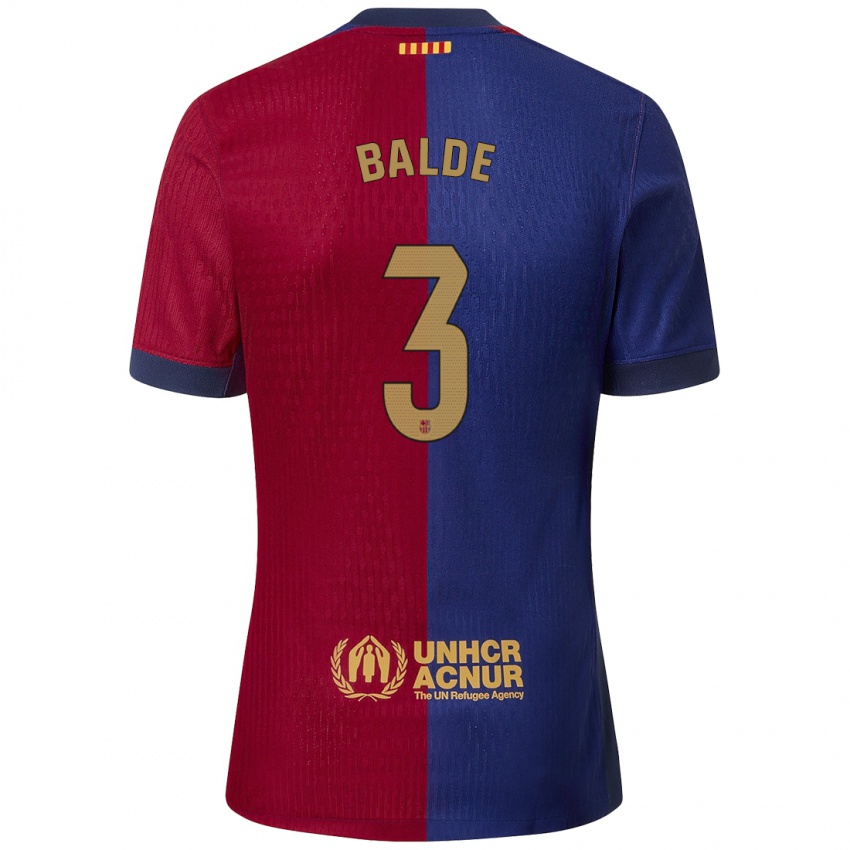 Niño Camiseta Alejandro Balde #3 Azul Rojo 1ª Equipación 2024/25 La Camisa