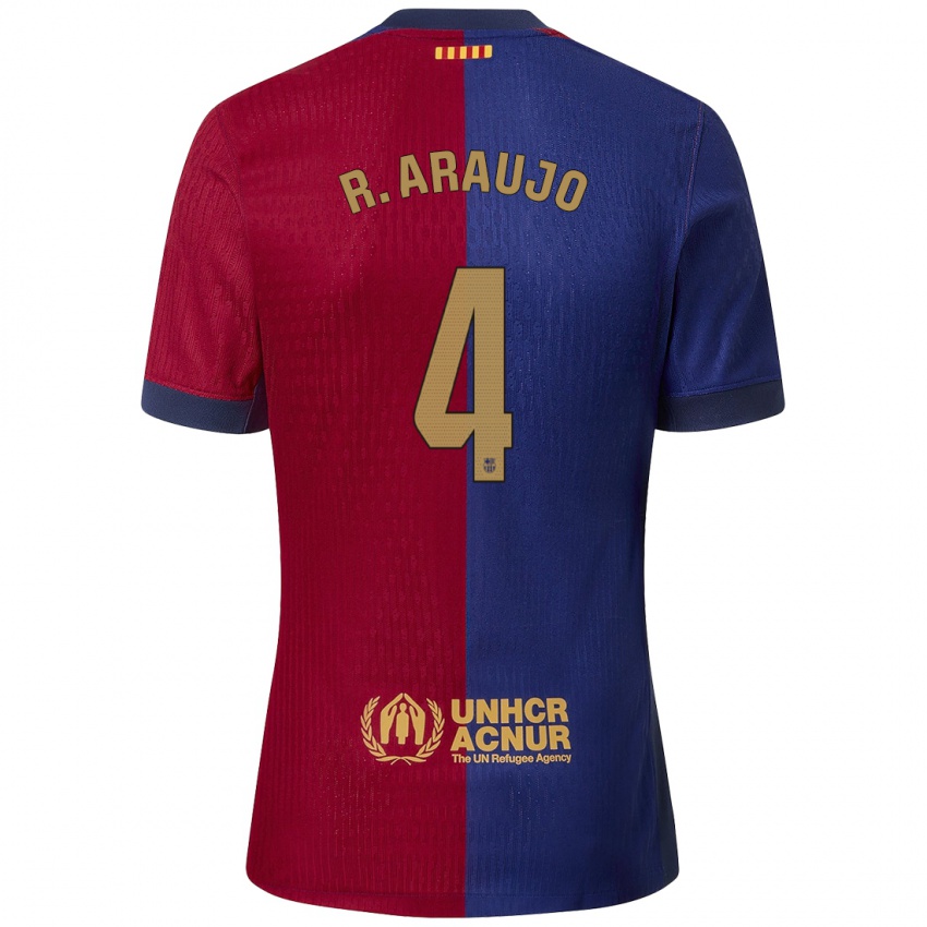 Niño Camiseta Ronald Araújo #4 Azul Rojo 1ª Equipación 2024/25 La Camisa