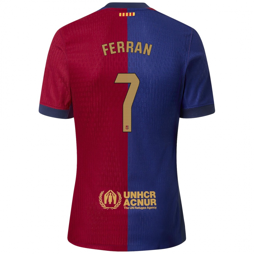 Niño Camiseta Ferran Torres #7 Azul Rojo 1ª Equipación 2024/25 La Camisa