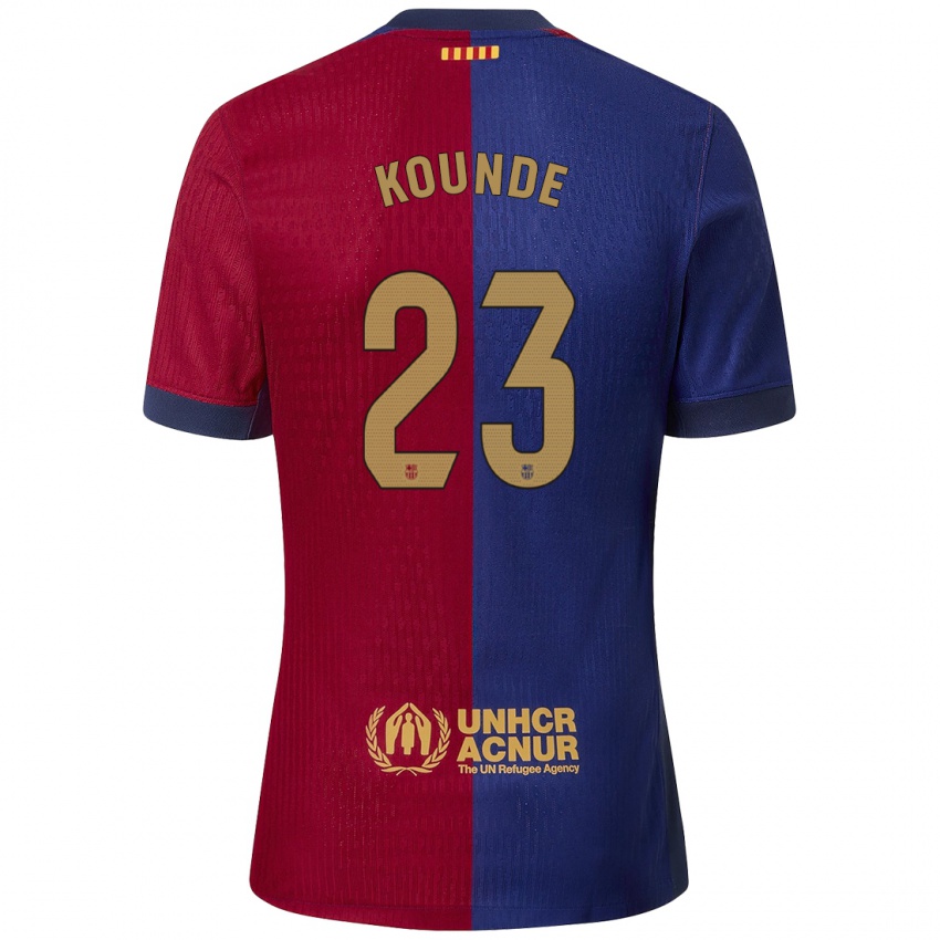 Niño Camiseta Jules Kounde #23 Azul Rojo 1ª Equipación 2024/25 La Camisa