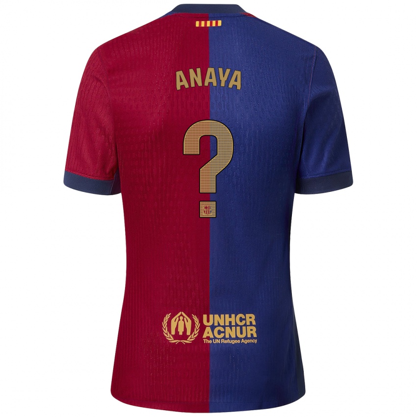 Niño Camiseta Joan Anaya #0 Azul Rojo 1ª Equipación 2024/25 La Camisa