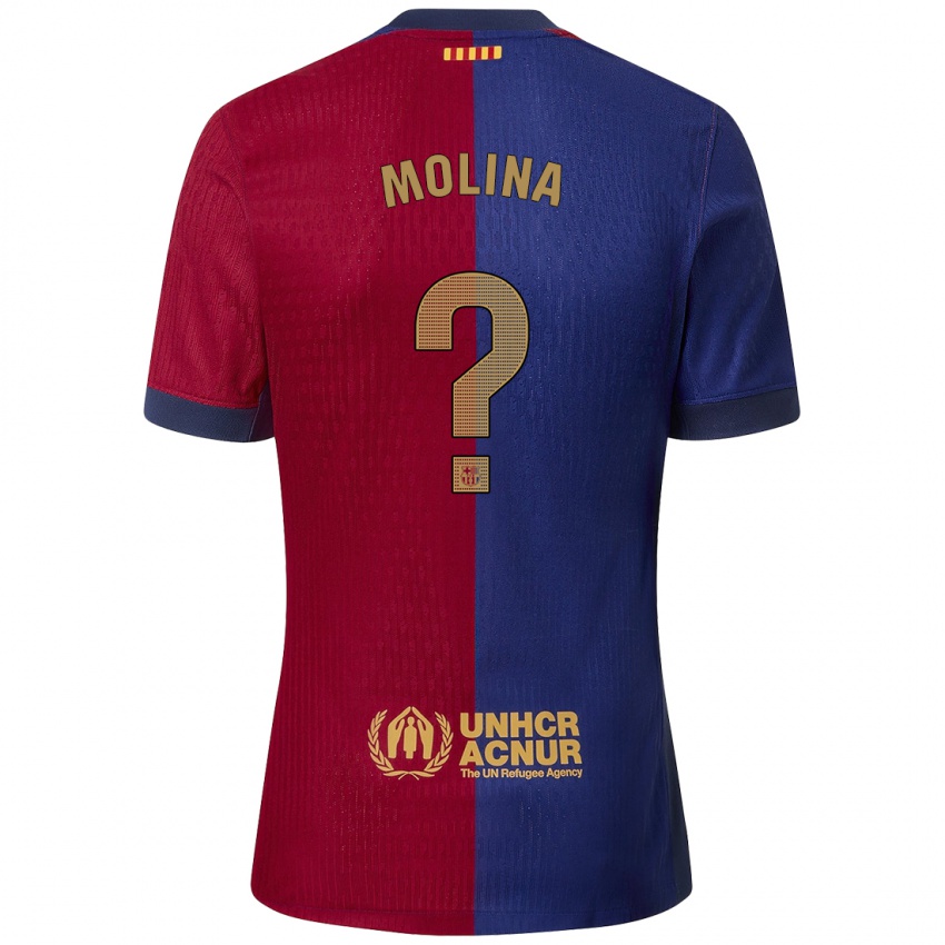 Niño Camiseta Jan Molina #0 Azul Rojo 1ª Equipación 2024/25 La Camisa