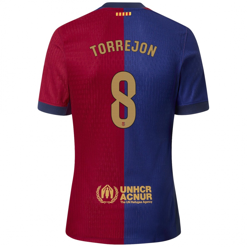 Niño Camiseta Marta Torrejón #8 Azul Rojo 1ª Equipación 2024/25 La Camisa