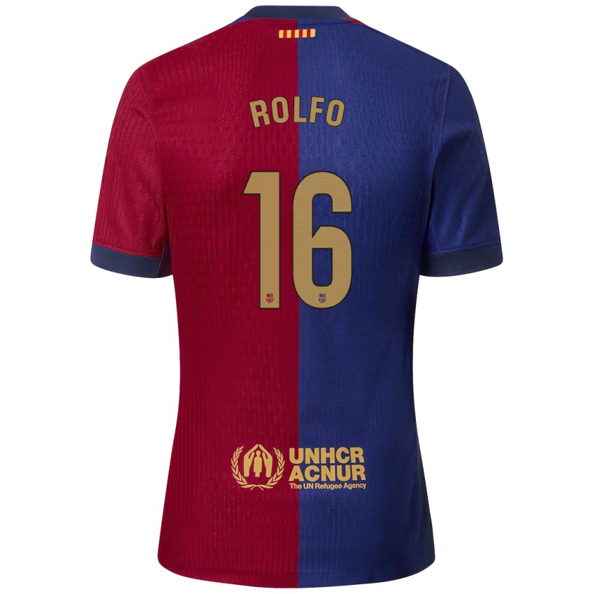 Niño Camiseta Fridolina Rolfö #16 Azul Rojo 1ª Equipación 2024/25 La Camisa