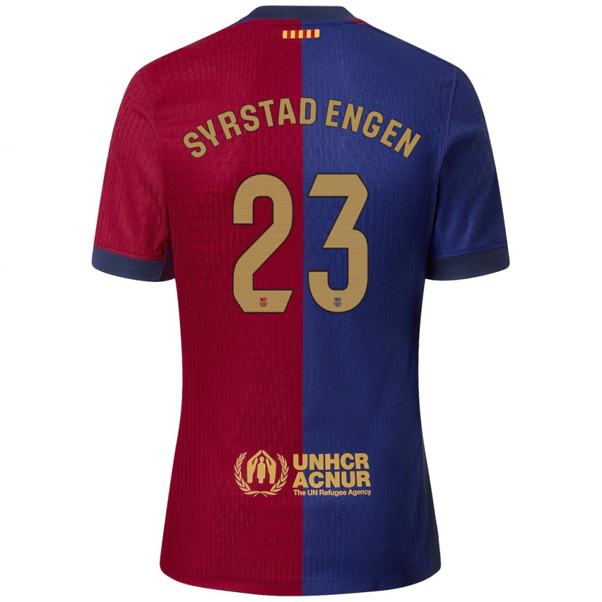 Niño Camiseta Ingrid Syrstad Engen #23 Azul Rojo 1ª Equipación 2024/25 La Camisa