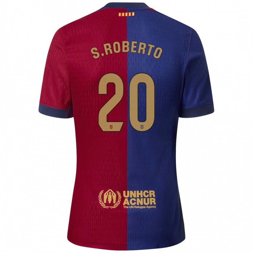 Niño Camiseta Sergi Roberto #20 Azul Rojo 1ª Equipación 2024/25 La Camisa