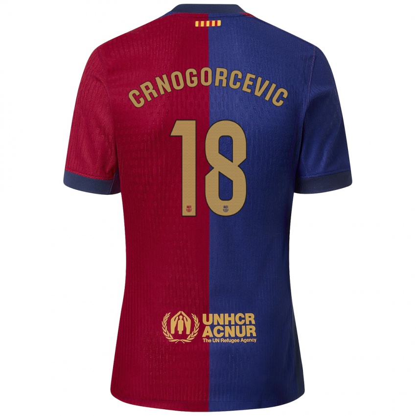 Niño Camiseta Ana-Maria Crnogorcevic #18 Azul Rojo 1ª Equipación 2024/25 La Camisa