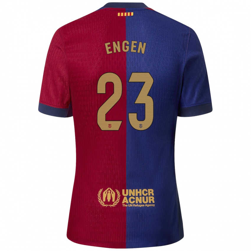 Niño Camiseta Ingrid Engen #23 Azul Rojo 1ª Equipación 2024/25 La Camisa