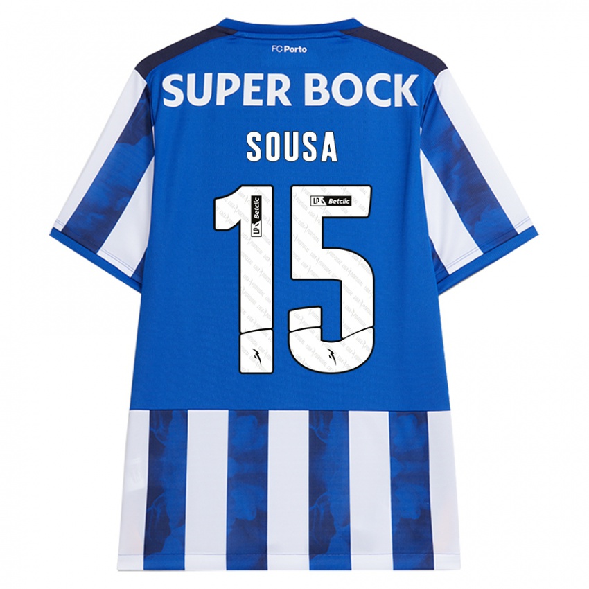 Niño Camiseta Vasco Sousa #15 Azul Blanco 1ª Equipación 2024/25 La Camisa