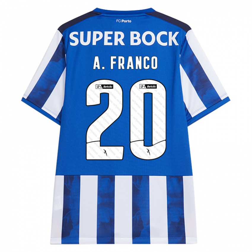 Niño Camiseta Andre Franco #20 Azul Blanco 1ª Equipación 2024/25 La Camisa