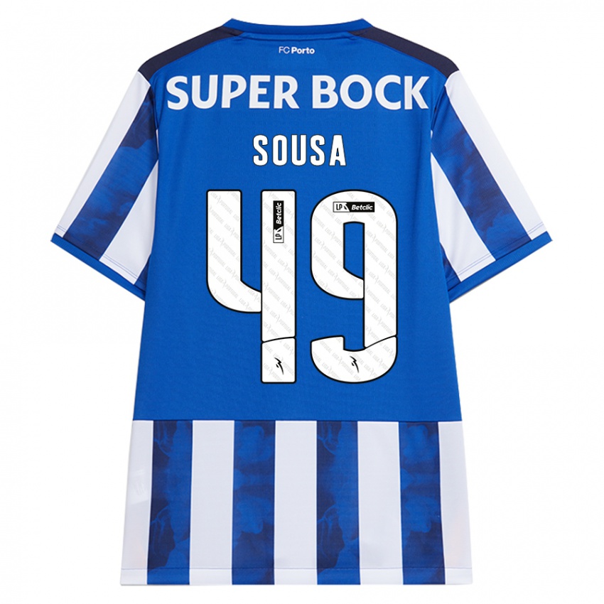 Niño Camiseta Gonçalo Sousa #49 Azul Blanco 1ª Equipación 2024/25 La Camisa