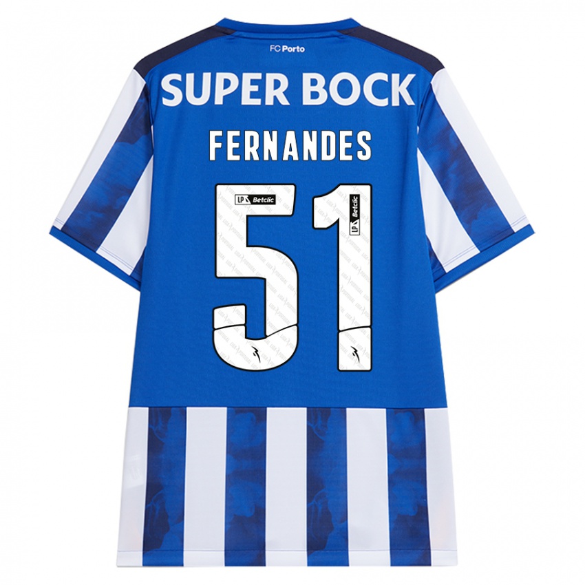 Niño Camiseta Diogo Fernandes #51 Azul Blanco 1ª Equipación 2024/25 La Camisa