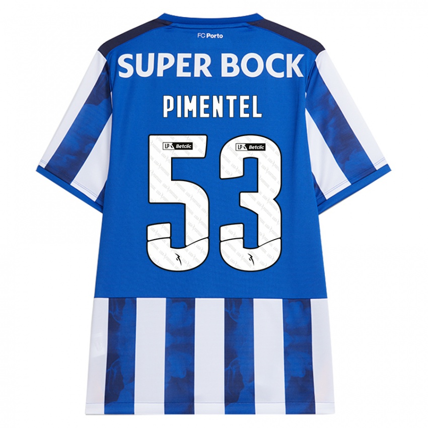 Niño Camiseta Eric Pimentel #53 Azul Blanco 1ª Equipación 2024/25 La Camisa