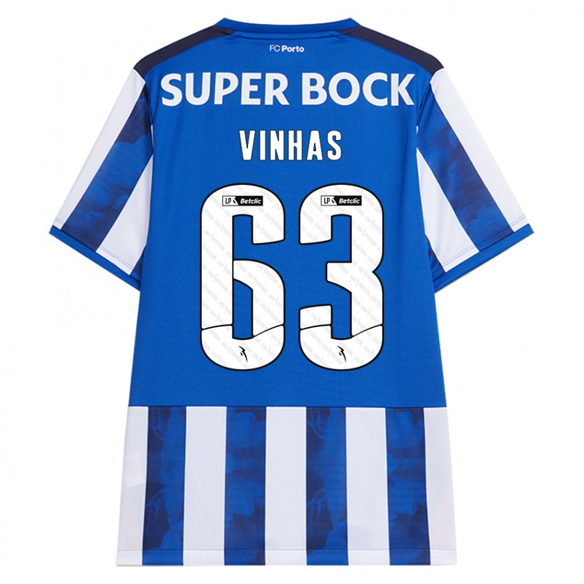 Niño Camiseta David Vinhas #63 Azul Blanco 1ª Equipación 2024/25 La Camisa