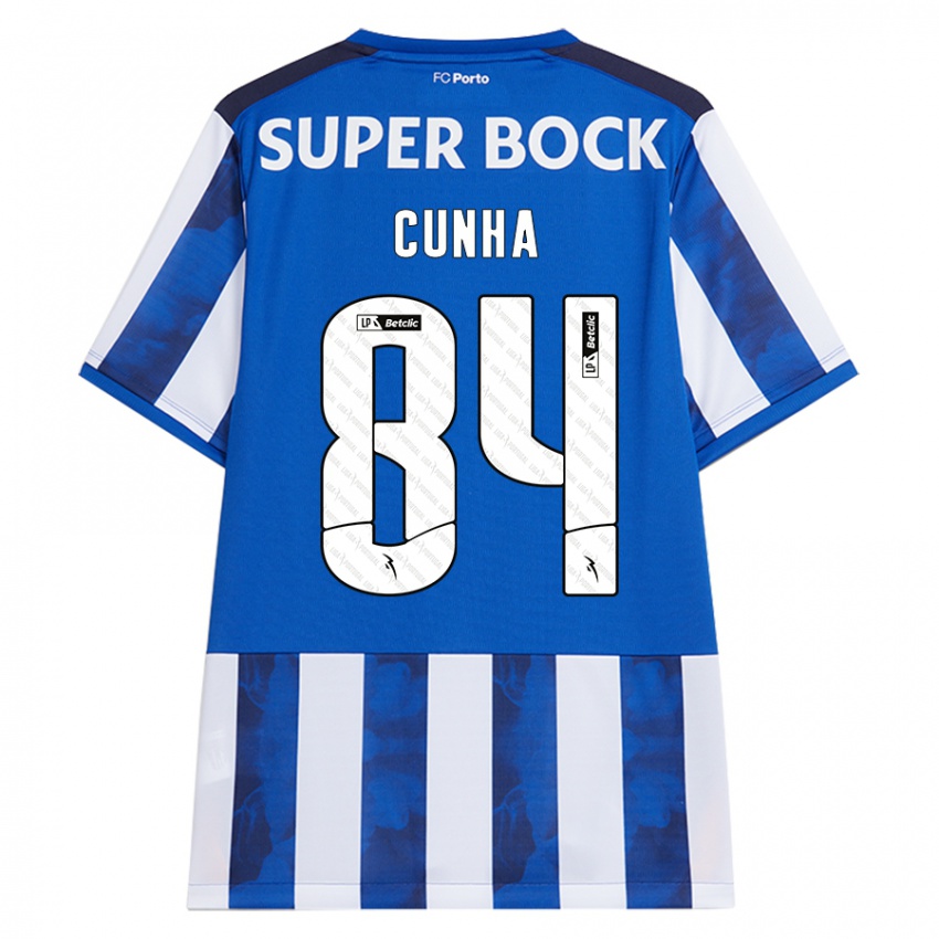 Niño Camiseta Martim Cunha #84 Azul Blanco 1ª Equipación 2024/25 La Camisa