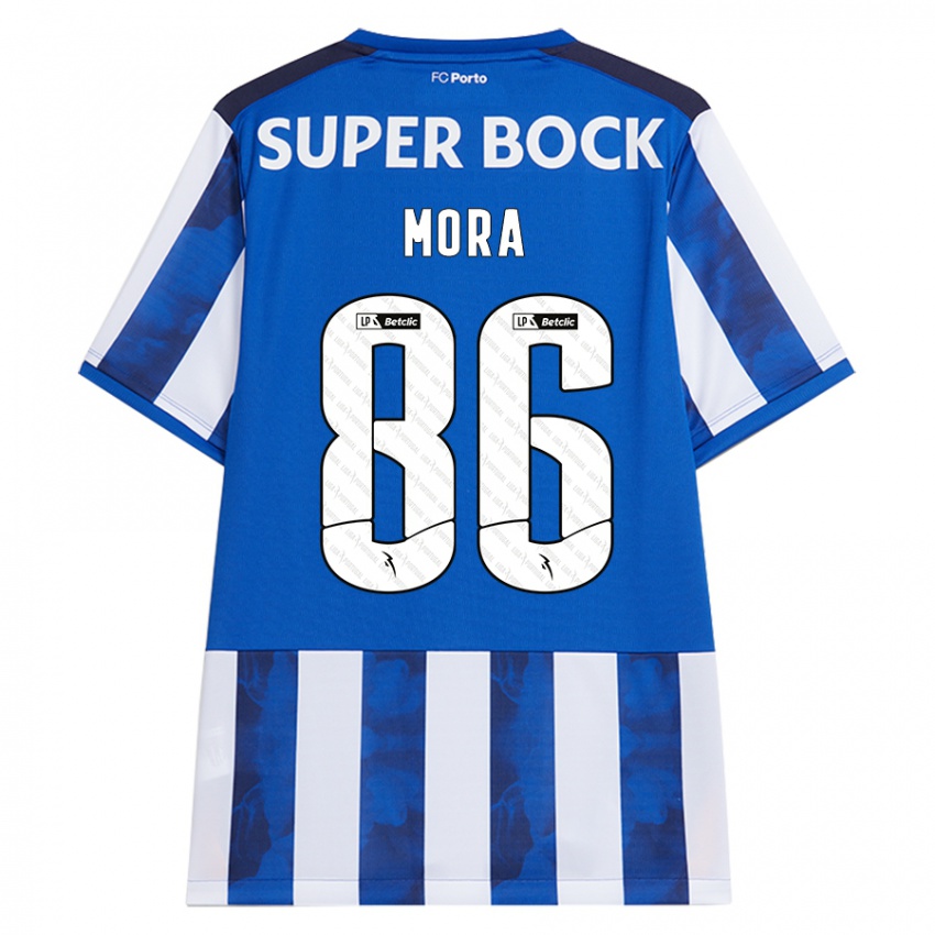 Niño Camiseta Rodrigo Mora #86 Azul Blanco 1ª Equipación 2024/25 La Camisa