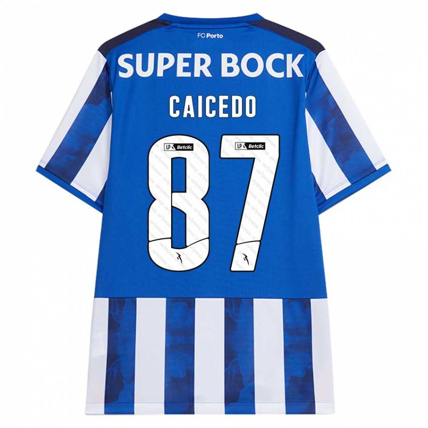 Niño Camiseta Brayan Caicedo #87 Azul Blanco 1ª Equipación 2024/25 La Camisa