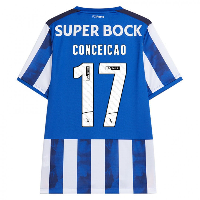 Niño Camiseta Rodrigo Conceicao #17 Azul Blanco 1ª Equipación 2024/25 La Camisa