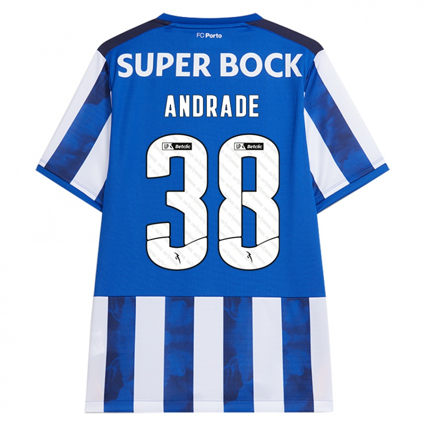 Niño Camiseta Fernando Andrade #38 Azul Blanco 1ª Equipación 2024/25 La Camisa