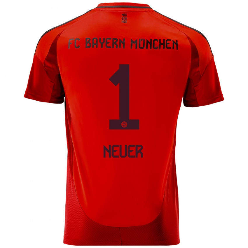 Niño Camiseta Manuel Neuer #1 Rojo 1ª Equipación 2024/25 La Camisa