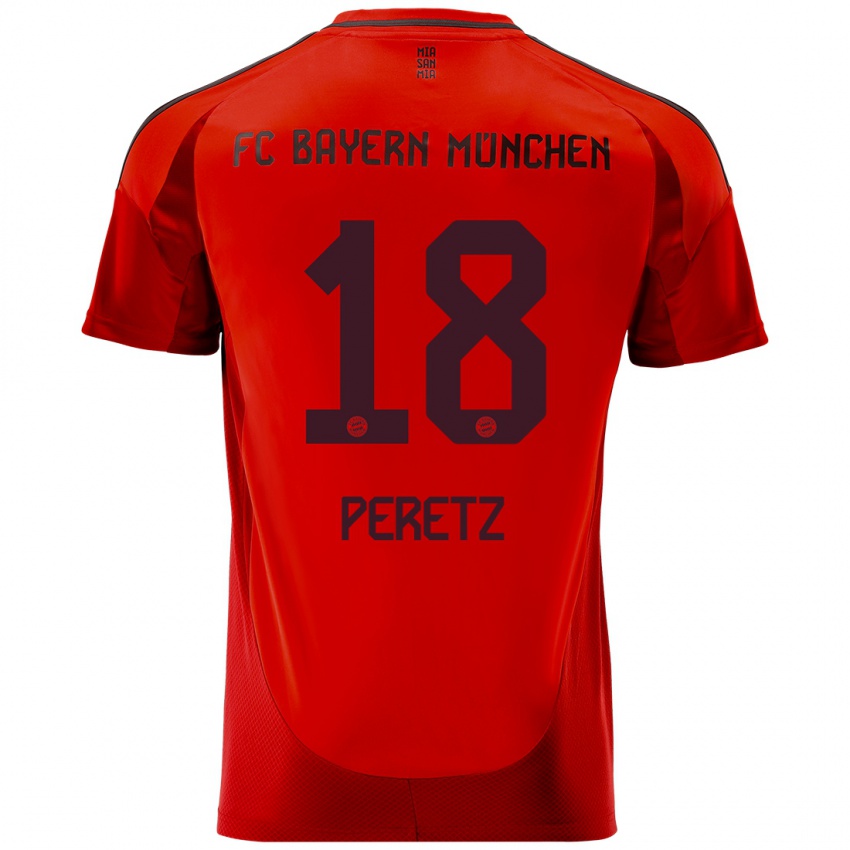 Niño Camiseta Daniel Peretz #18 Rojo 1ª Equipación 2024/25 La Camisa