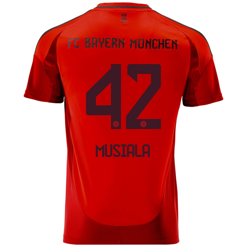 Niño Camiseta Jamal Musiala #42 Rojo 1ª Equipación 2024/25 La Camisa