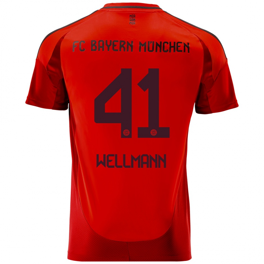 Niño Camiseta Anna Wellmann #41 Rojo 1ª Equipación 2024/25 La Camisa