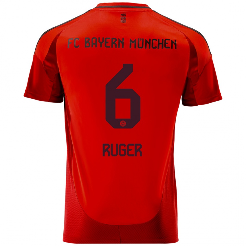 Niño Camiseta Kurt Ruger #6 Rojo 1ª Equipación 2024/25 La Camisa