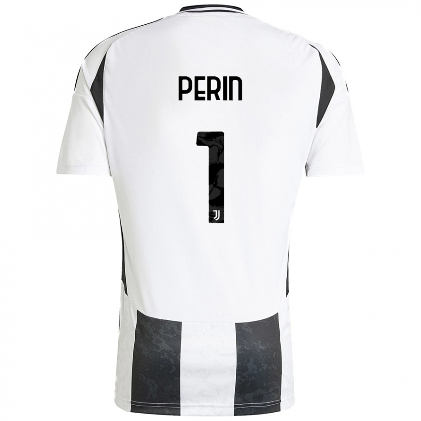 Niño Camiseta Mattia Perin #1 Blanco Negro 1ª Equipación 2024/25 La Camisa