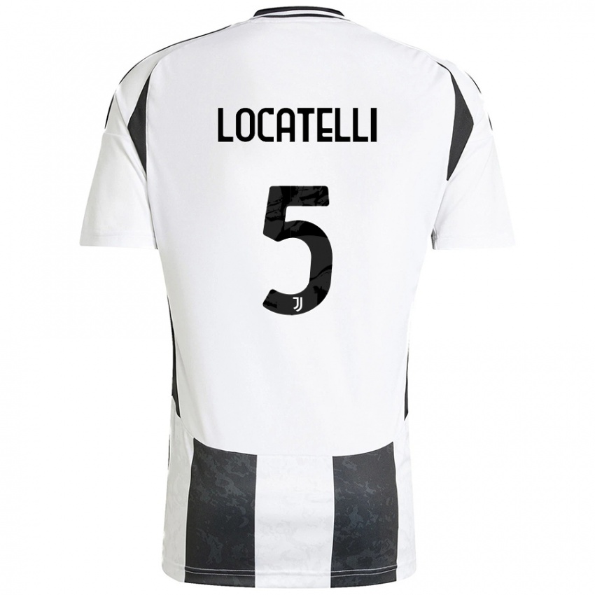 Niño Camiseta Manuel Locatelli #5 Blanco Negro 1ª Equipación 2024/25 La Camisa