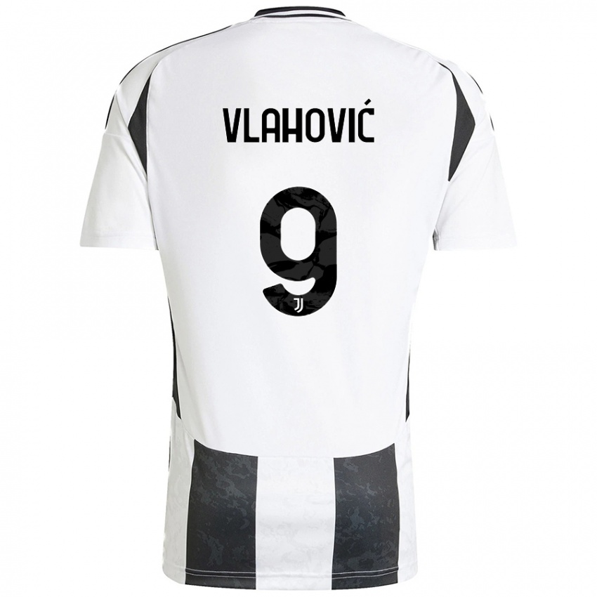 Niño Camiseta Dusan Vlahovic #9 Blanco Negro 1ª Equipación 2024/25 La Camisa