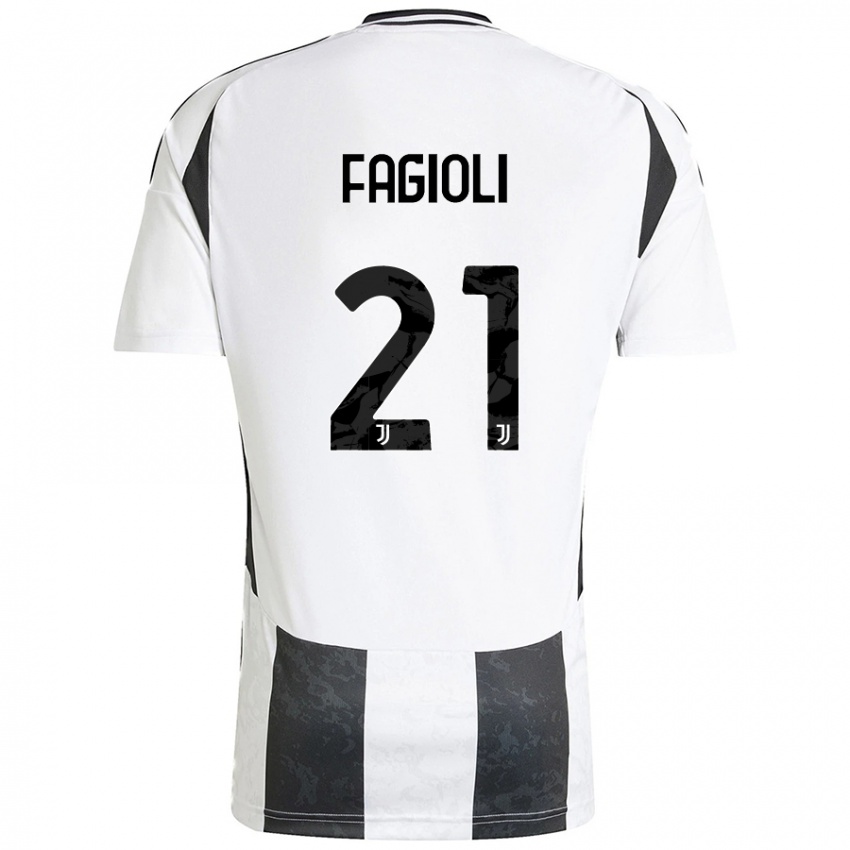 Niño Camiseta Nicolo Fagioli #21 Blanco Negro 1ª Equipación 2024/25 La Camisa