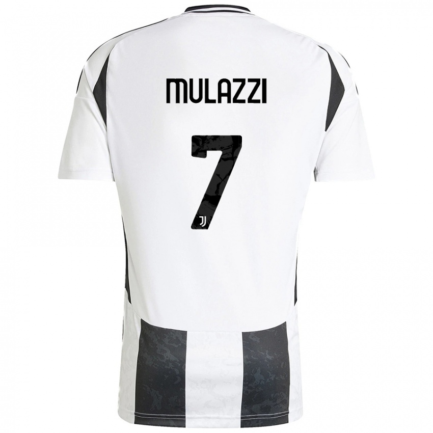 Niño Camiseta Gabriele Mulazzi #7 Blanco Negro 1ª Equipación 2024/25 La Camisa