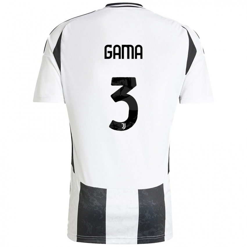 Niño Camiseta Sara Gama #3 Blanco Negro 1ª Equipación 2024/25 La Camisa