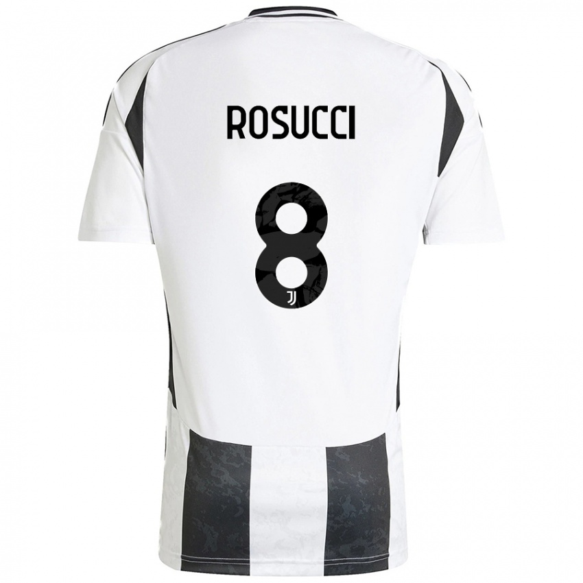 Niño Camiseta Martina Rosucci #8 Blanco Negro 1ª Equipación 2024/25 La Camisa