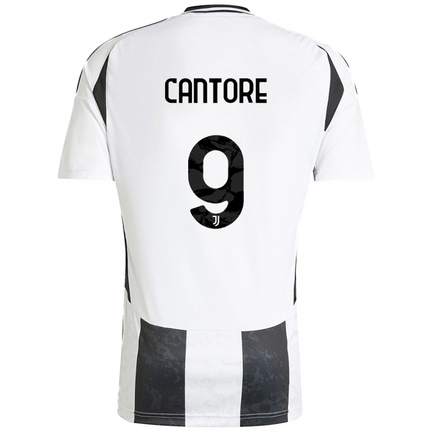 Niño Camiseta Sofia Cantore #9 Blanco Negro 1ª Equipación 2024/25 La Camisa