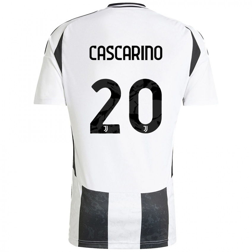 Niño Camiseta Estelle Cascarino #20 Blanco Negro 1ª Equipación 2024/25 La Camisa