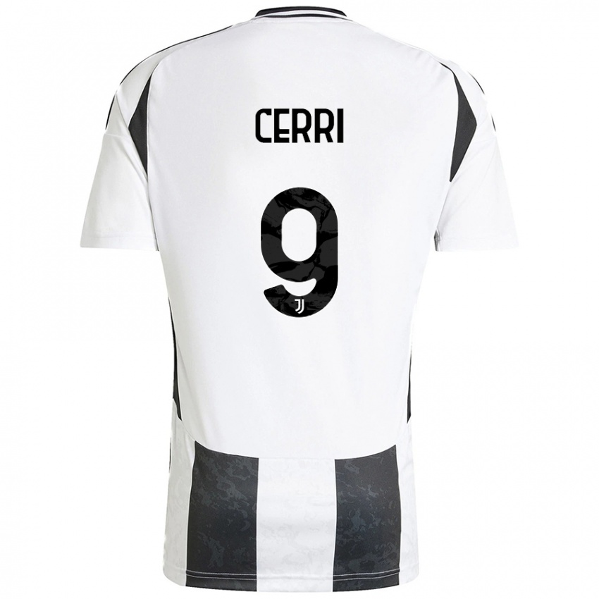 Niño Camiseta Leonardo Cerri #9 Blanco Negro 1ª Equipación 2024/25 La Camisa