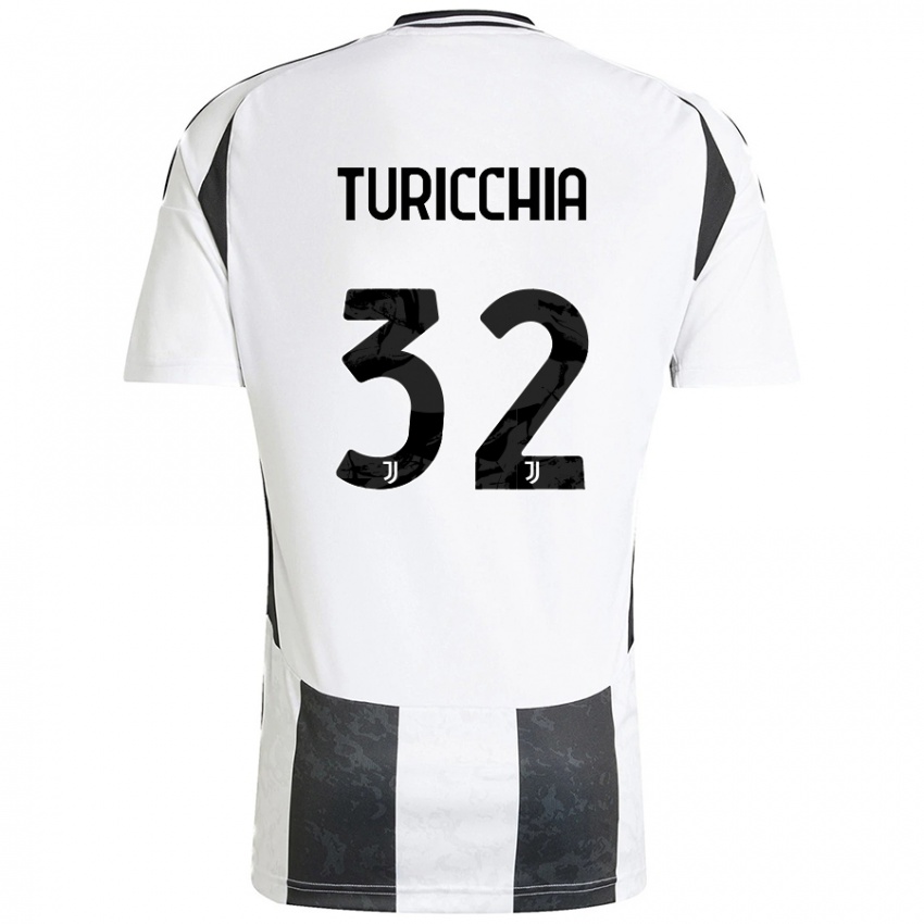 Niño Camiseta Riccardo Turicchia #32 Blanco Negro 1ª Equipación 2024/25 La Camisa