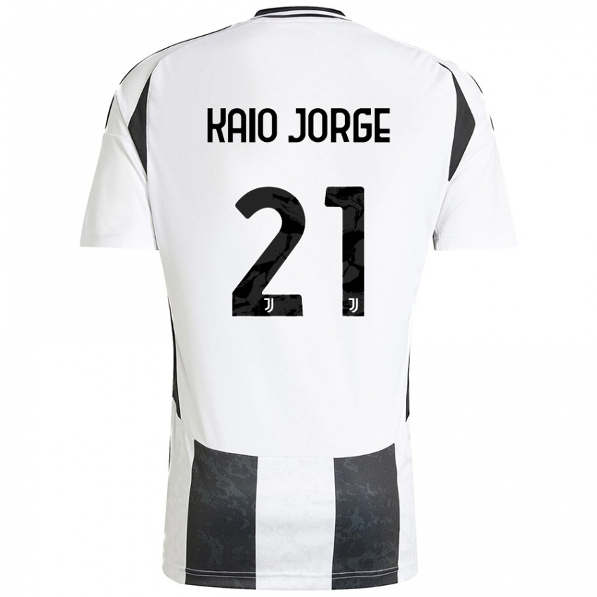 Niño Camiseta Kaio Jorge #21 Blanco Negro 1ª Equipación 2024/25 La Camisa