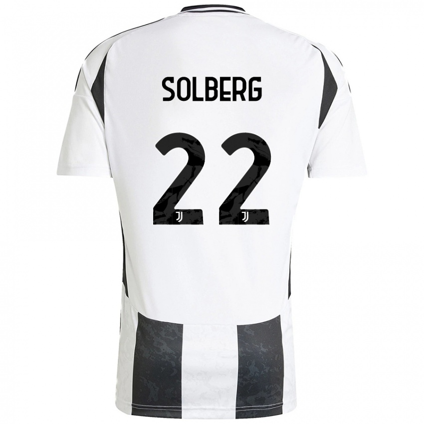 Niño Camiseta Elias Solberg #22 Blanco Negro 1ª Equipación 2024/25 La Camisa