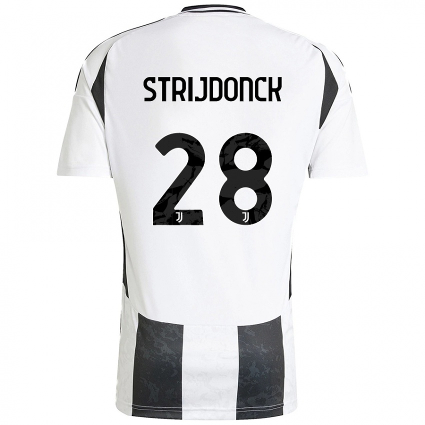 Niño Camiseta Bayron Strijdonck #28 Blanco Negro 1ª Equipación 2024/25 La Camisa